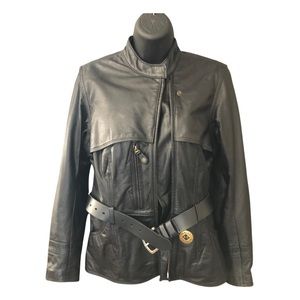 Small black women’s Harley Davidson leather jacket.